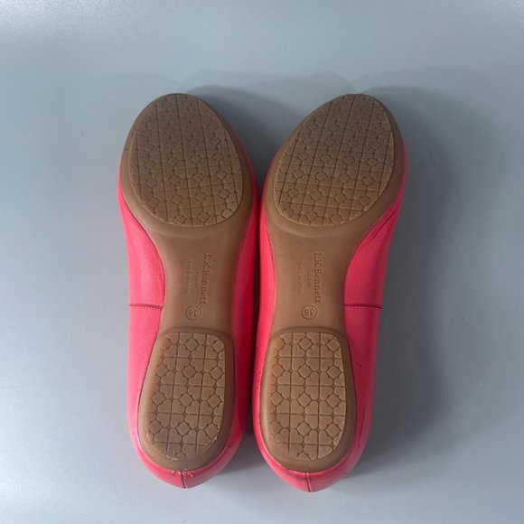 L.K. Bennett London Pink Leather Flat with White Bow, Size 38 - Picture 9 of 14